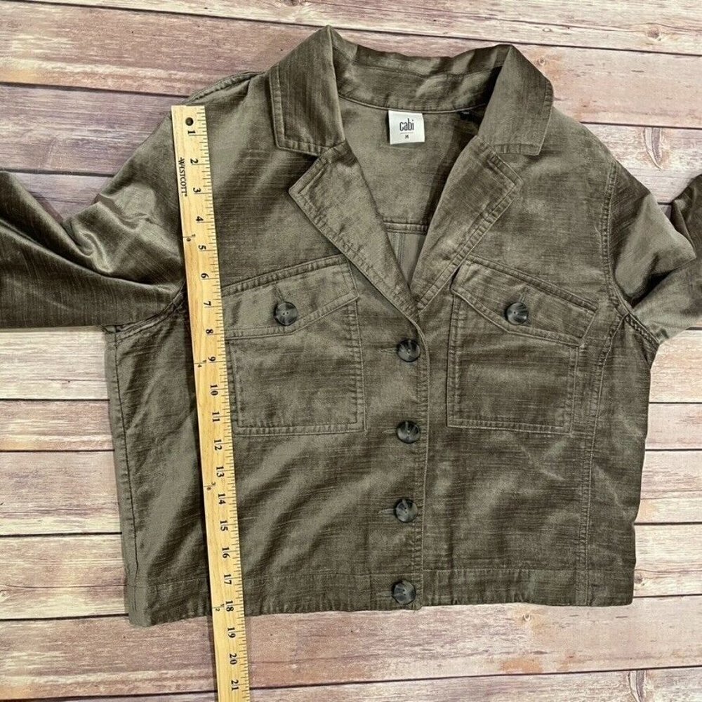 CAbi 3377 Sunday Topper Velvet Blazer Jacket Platinum Green - Picture 4 of 9